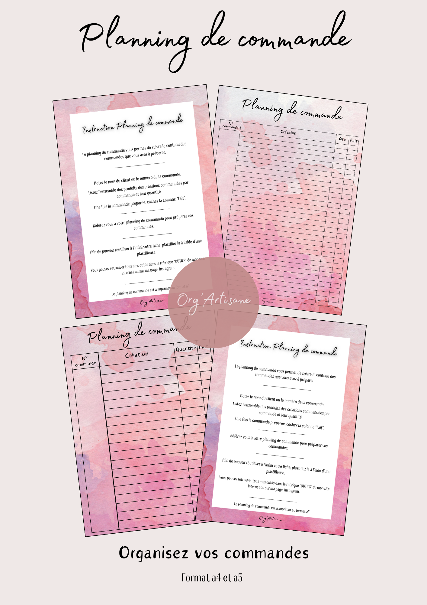 Pack Organisation Pivoine