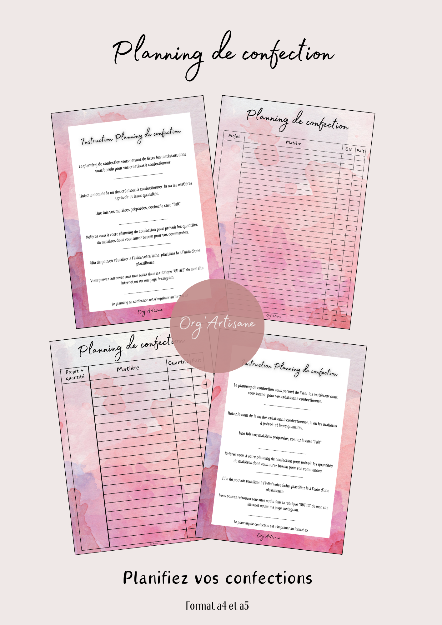 Pack Organisation Pivoine